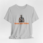Fitness T-Shirt — "Human Spirit Fitness" with Muscular Figure & “Stronger Than Yesterday” Back Design