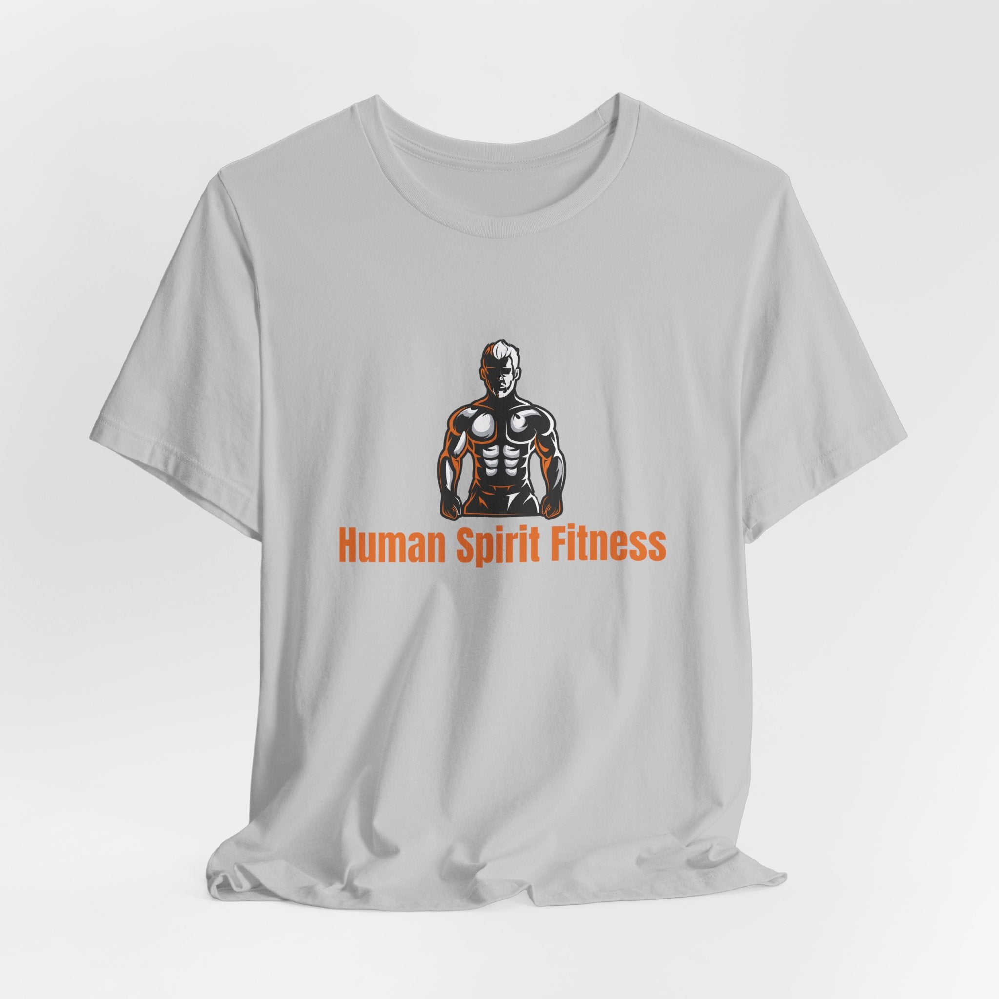 Fitness T-Shirt — "Human Spirit Fitness" with Muscular Figure & “Stronger Than Yesterday” Back Design