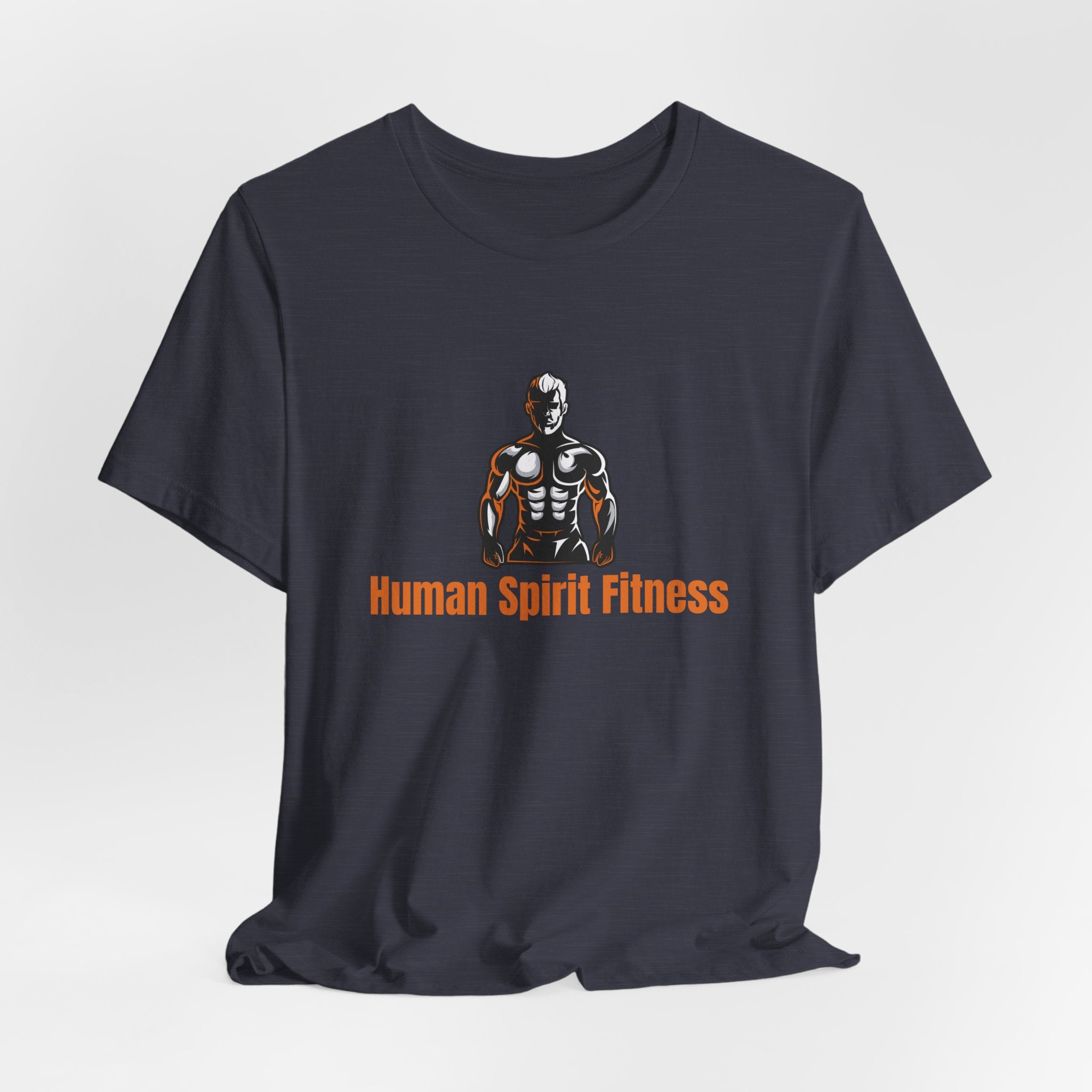 Fitness T-Shirt — "Human Spirit Fitness" with Muscular Figure & “Stronger Than Yesterday” Back Design