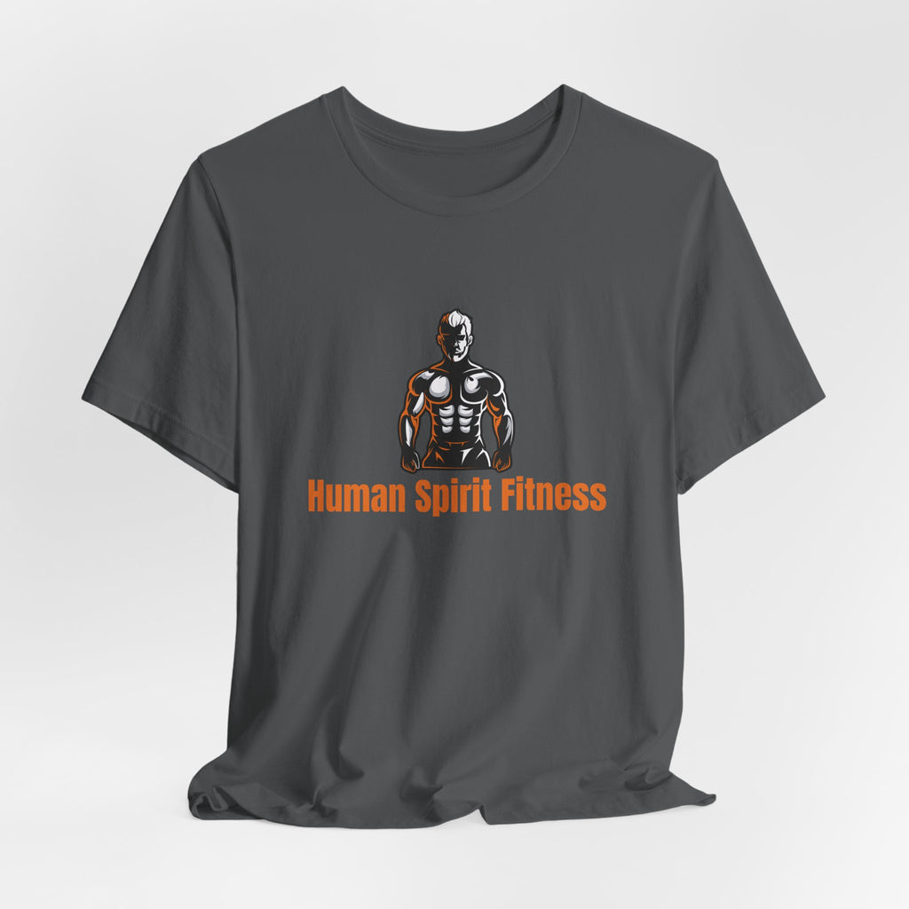 Fitness T-Shirt — "Human Spirit Fitness" with Muscular Figure & “Stronger Than Yesterday” Back Design