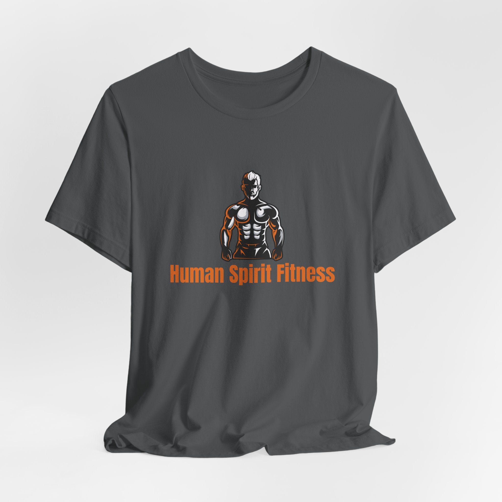 Fitness T-Shirt — "Human Spirit Fitness" with Muscular Figure & “Stronger Than Yesterday” Back Design