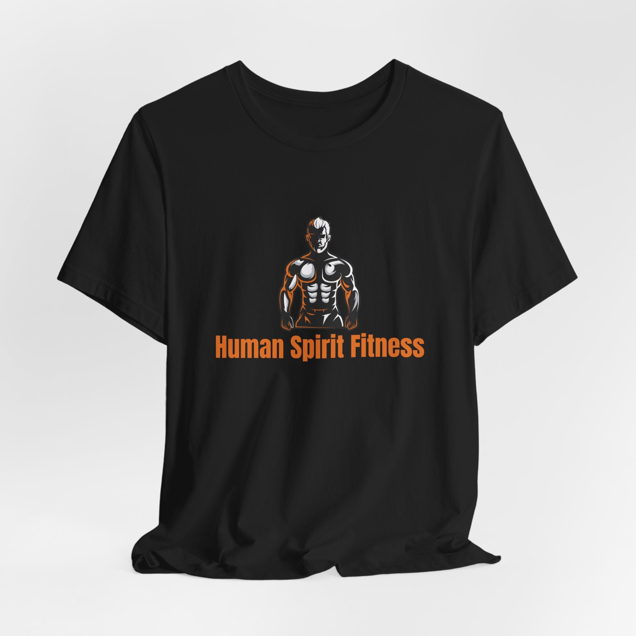 Fitness T-Shirt — "Human Spirit Fitness" with Muscular Figure & “Stronger Than Yesterday” Back Design