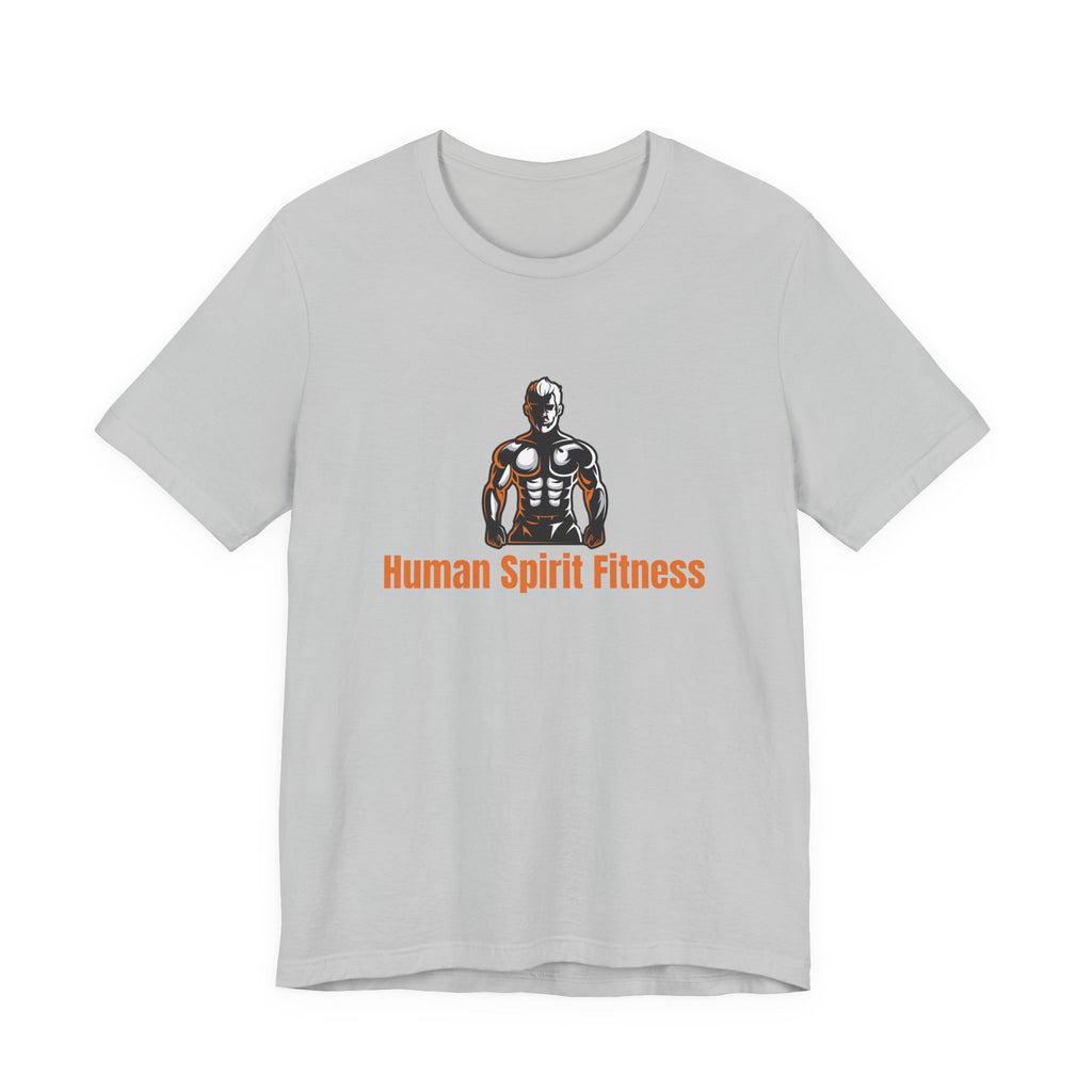 Fitness T-Shirt — "Human Spirit Fitness" with Muscular Figure & “Stronger Than Yesterday” Back Design