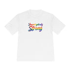 Unapologetically Strong Moisture-Wicking Tee — Rainbow Pride Fitness Shirt