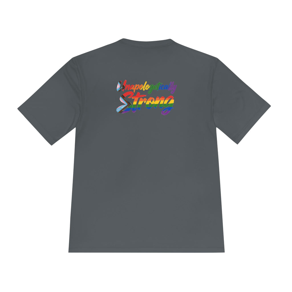 Unapologetically Strong Athletic Tee — Rainbow Pride Fitness Shirt