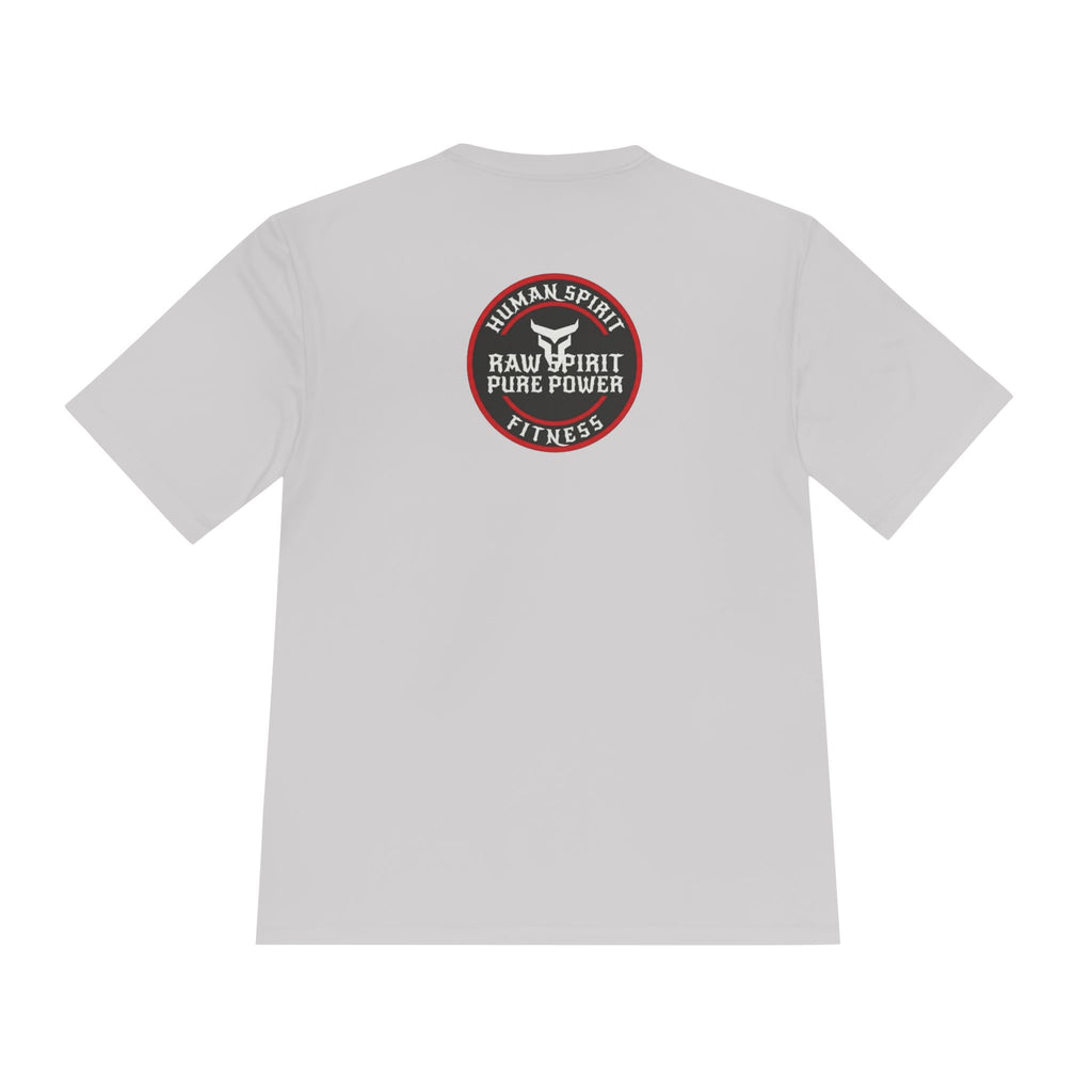 Human Spirit Fitness Moisture-Wicking Tee — "Raw Spirit Pure Power" Athletic Shirt
