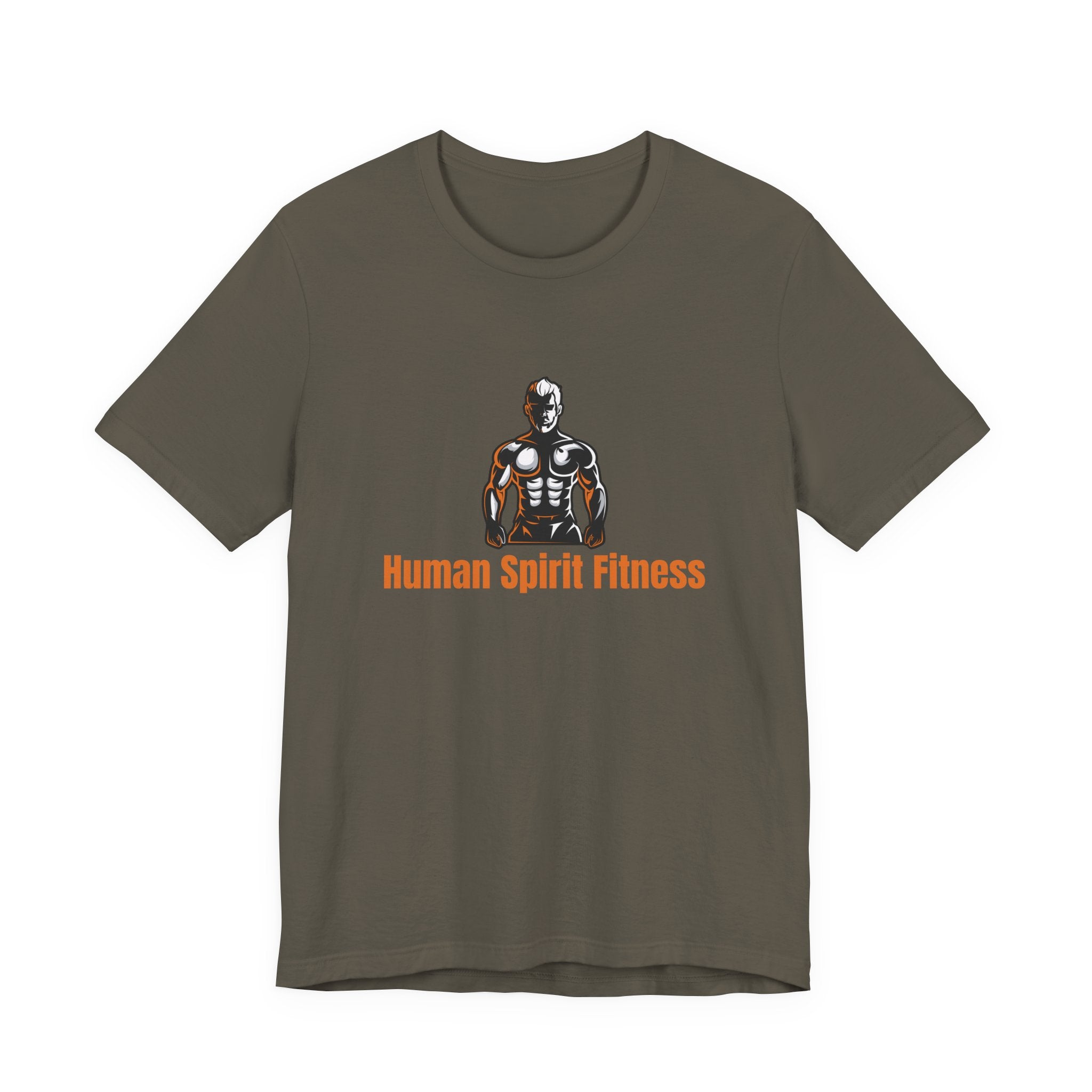 Fitness T-Shirt — "Human Spirit Fitness" with Muscular Figure & “Stronger Than Yesterday” Back Design