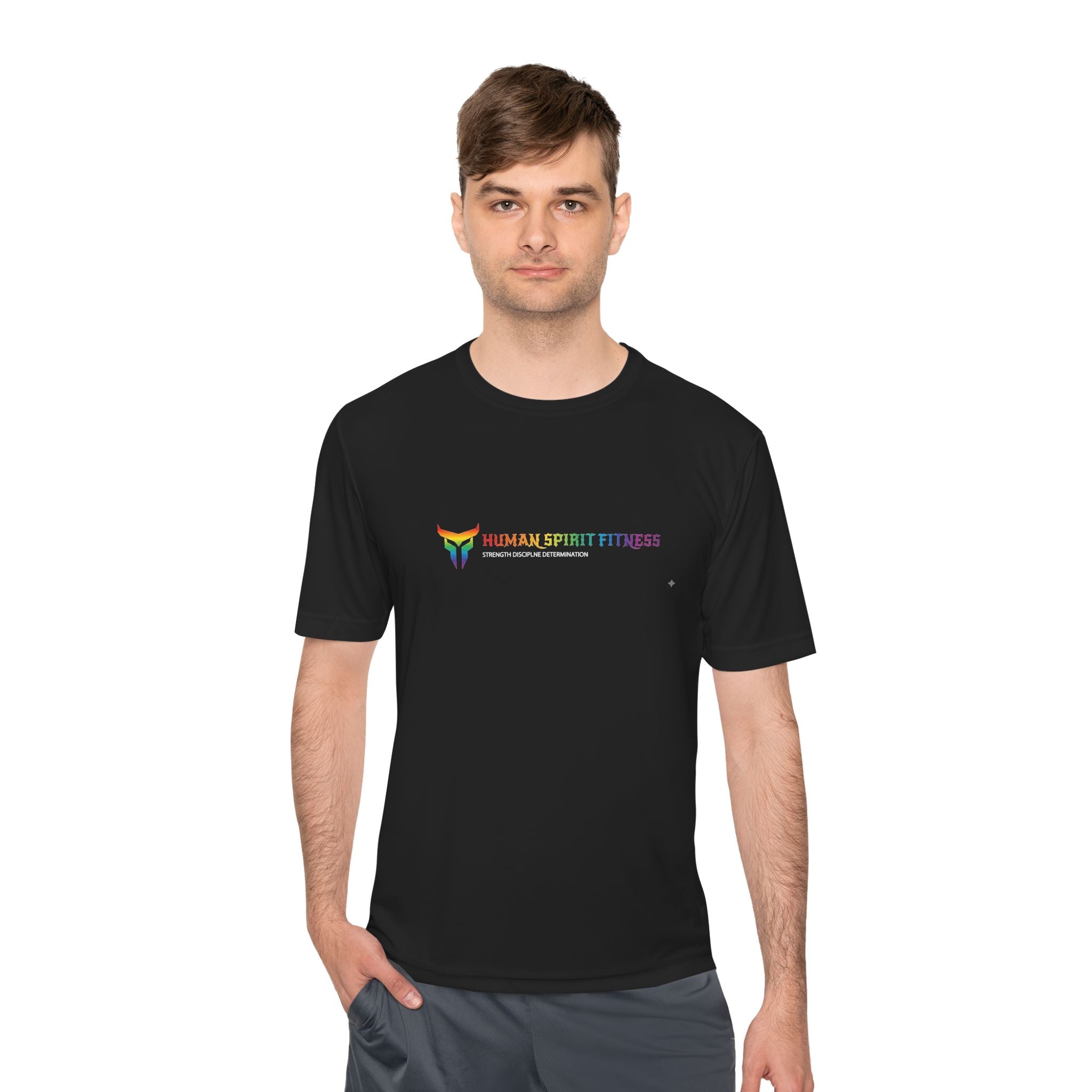 Unapologetically Strong Athletic Tee — Rainbow Pride Fitness Shirt