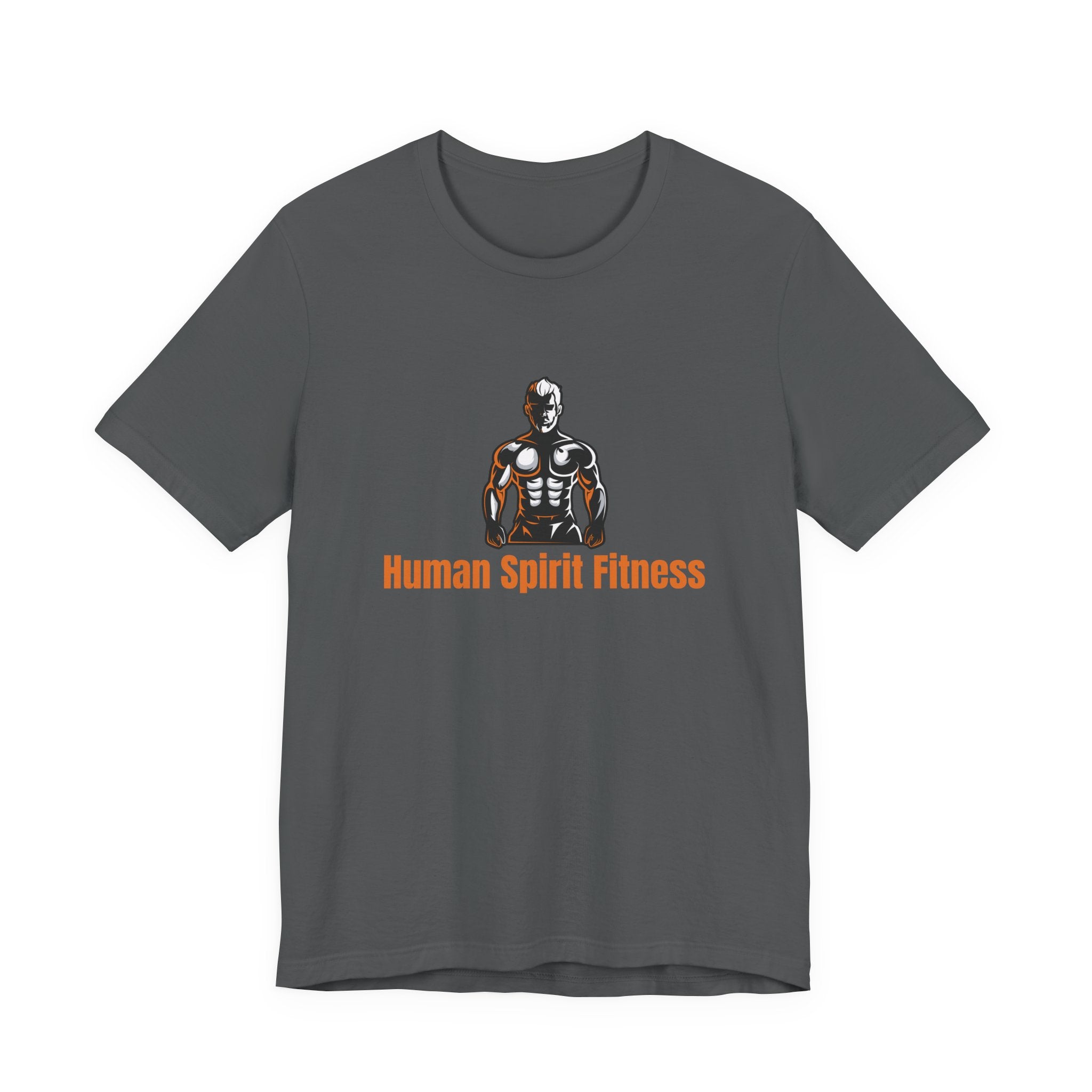 Fitness T-Shirt — "Human Spirit Fitness" with Muscular Figure & “Stronger Than Yesterday” Back Design