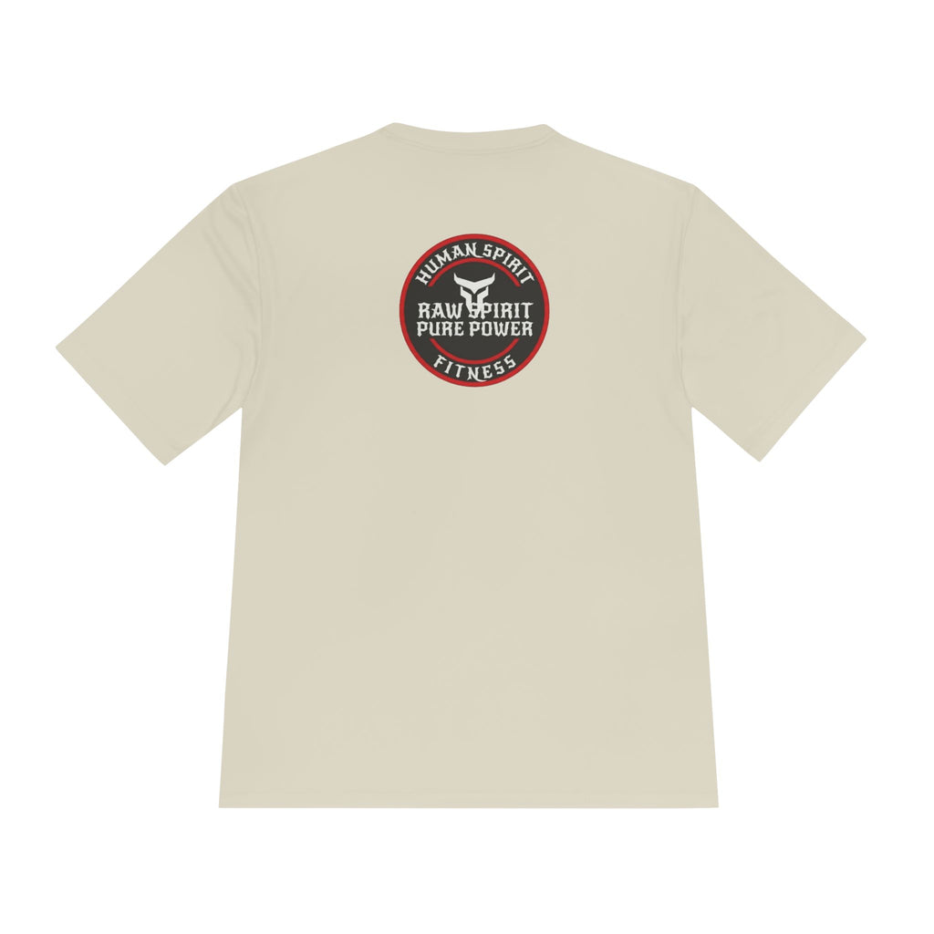 Human Spirit Fitness Moisture-Wicking Tee — "Raw Spirit Pure Power" Athletic Shirt