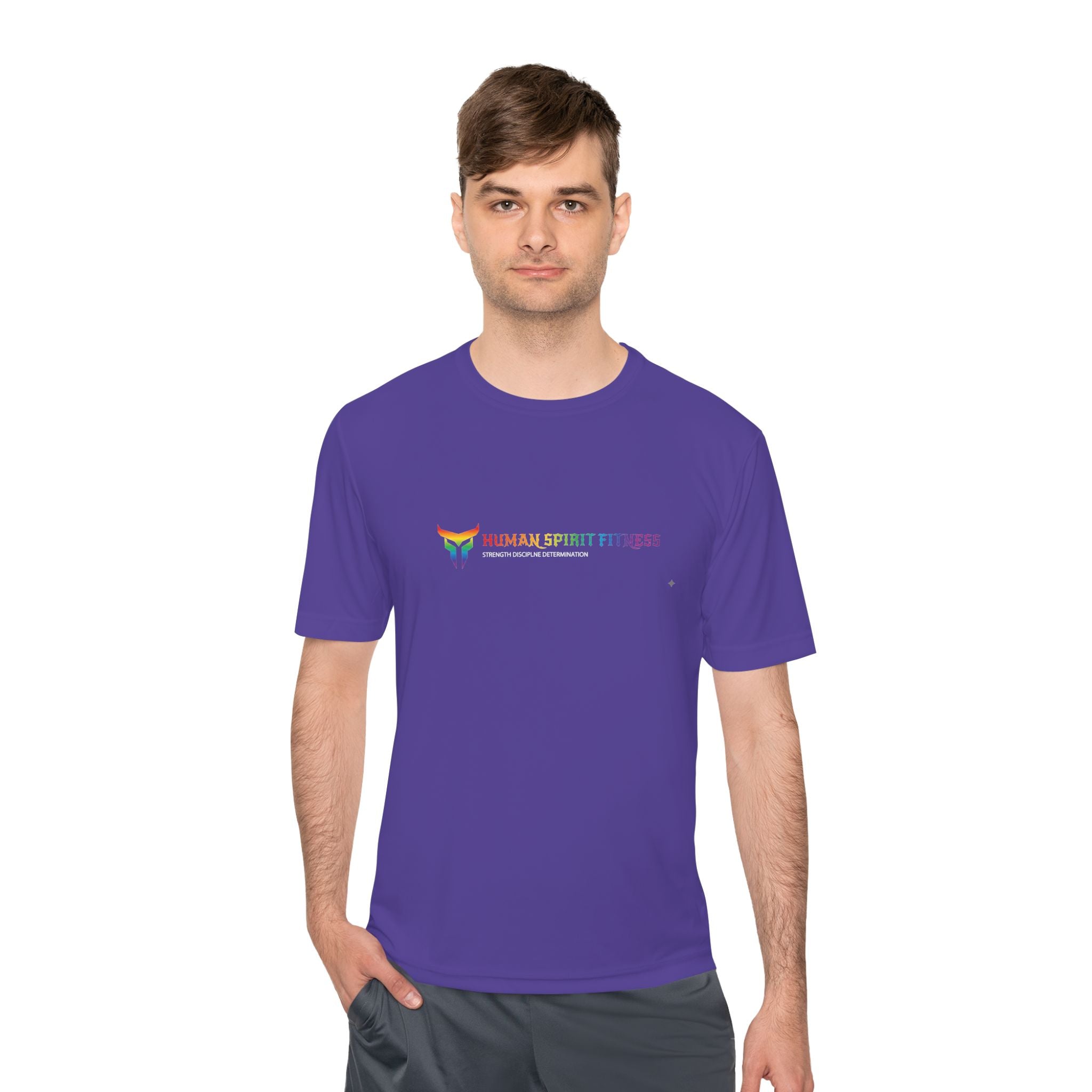 Unapologetically Strong Athletic Tee — Rainbow Pride Fitness Shirt