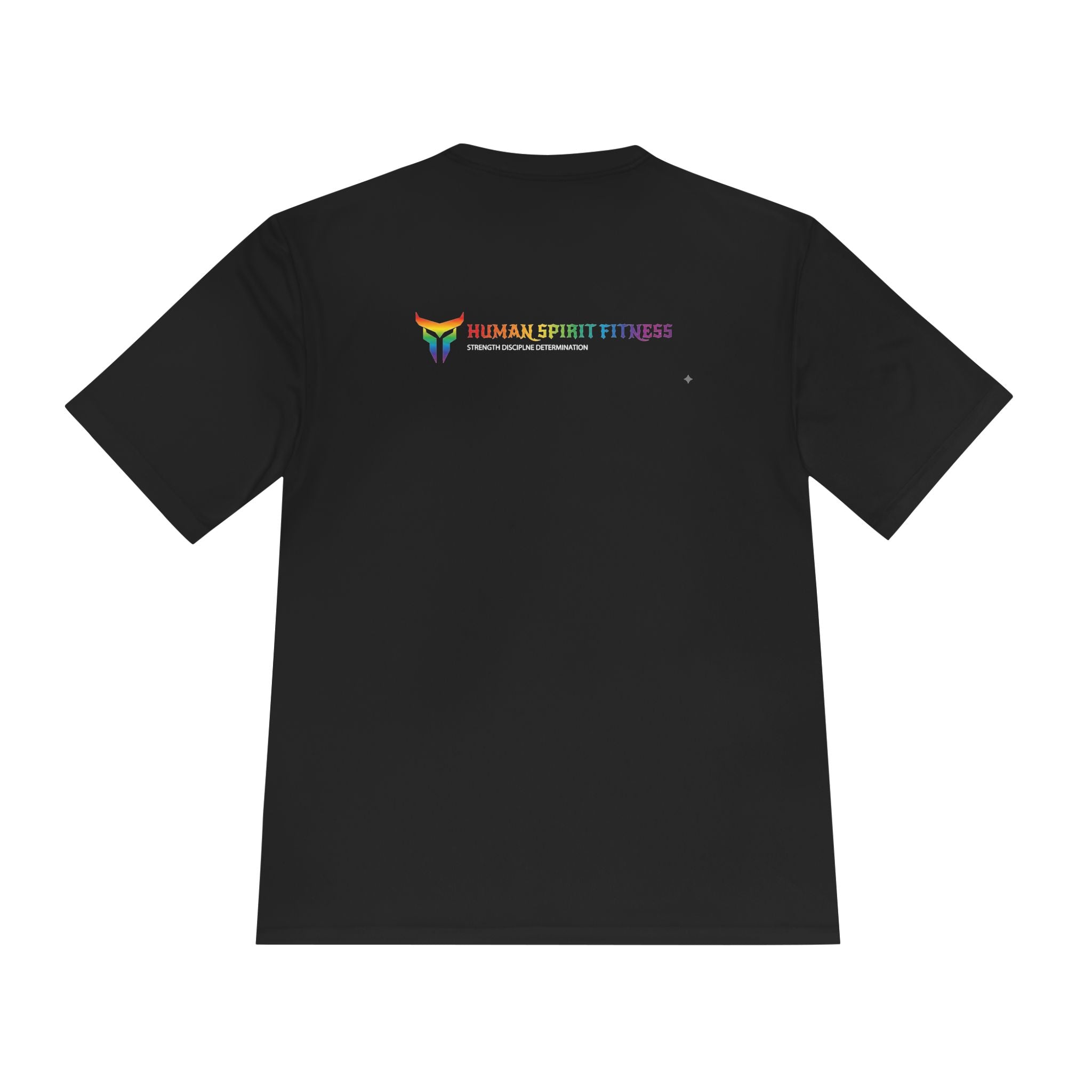 Unapologetically Strong Moisture-Wicking Tee — Rainbow Pride Fitness Shirt