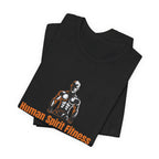 Fitness T-Shirt — "Human Spirit Fitness" with Muscular Figure & “Stronger Than Yesterday” Back Design