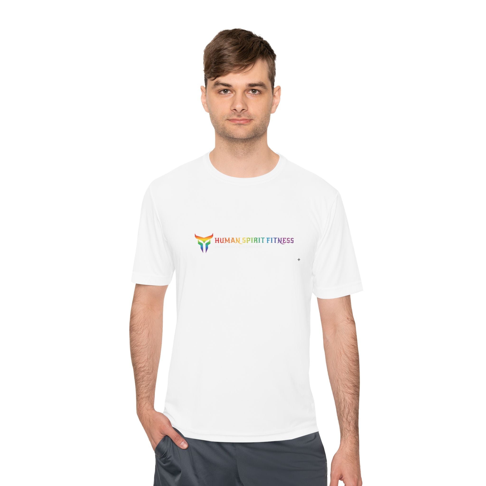 Unapologetically Strong Athletic Tee — Rainbow Pride Fitness Shirt