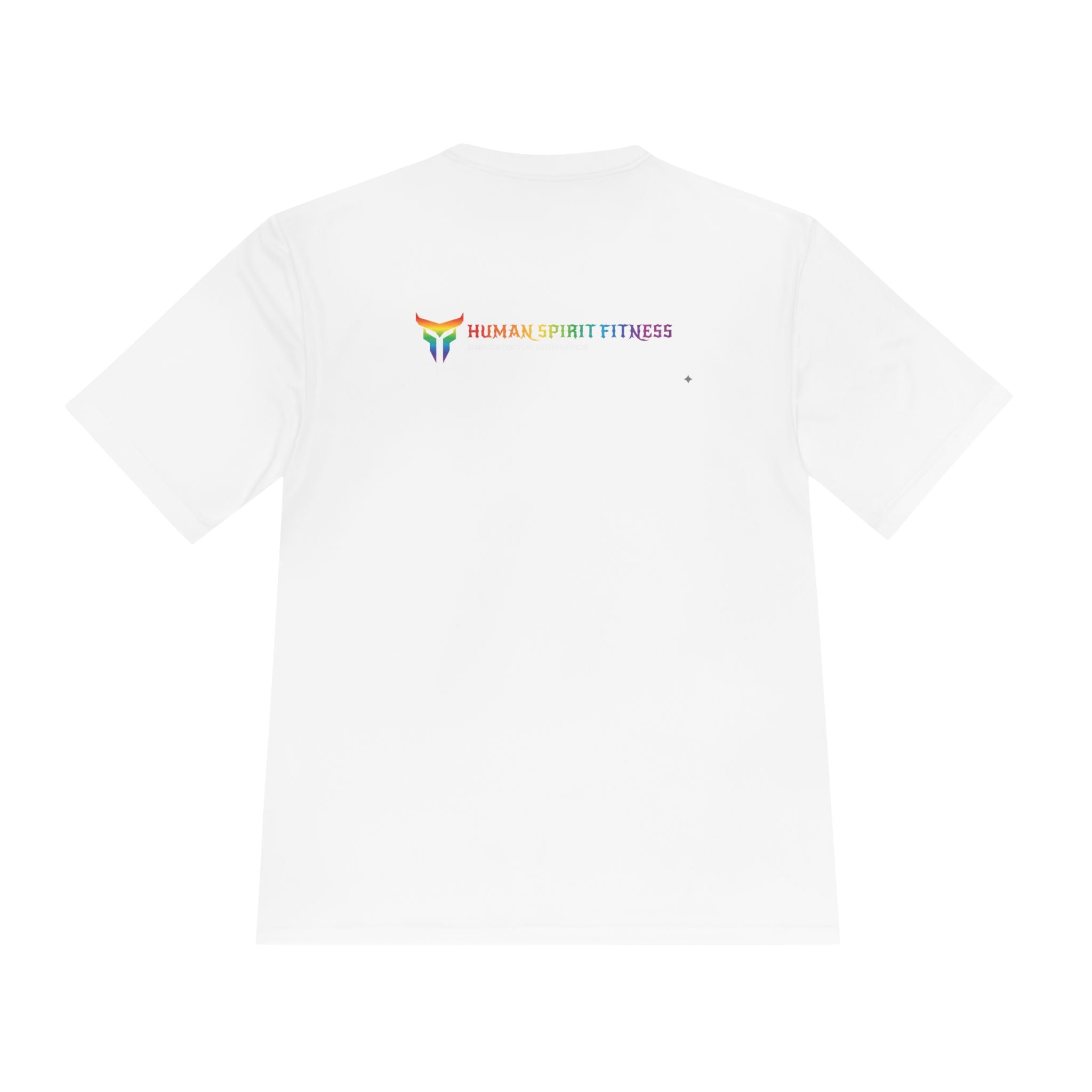 Unapologetically Strong Moisture-Wicking Tee — Rainbow Pride Fitness Shirt