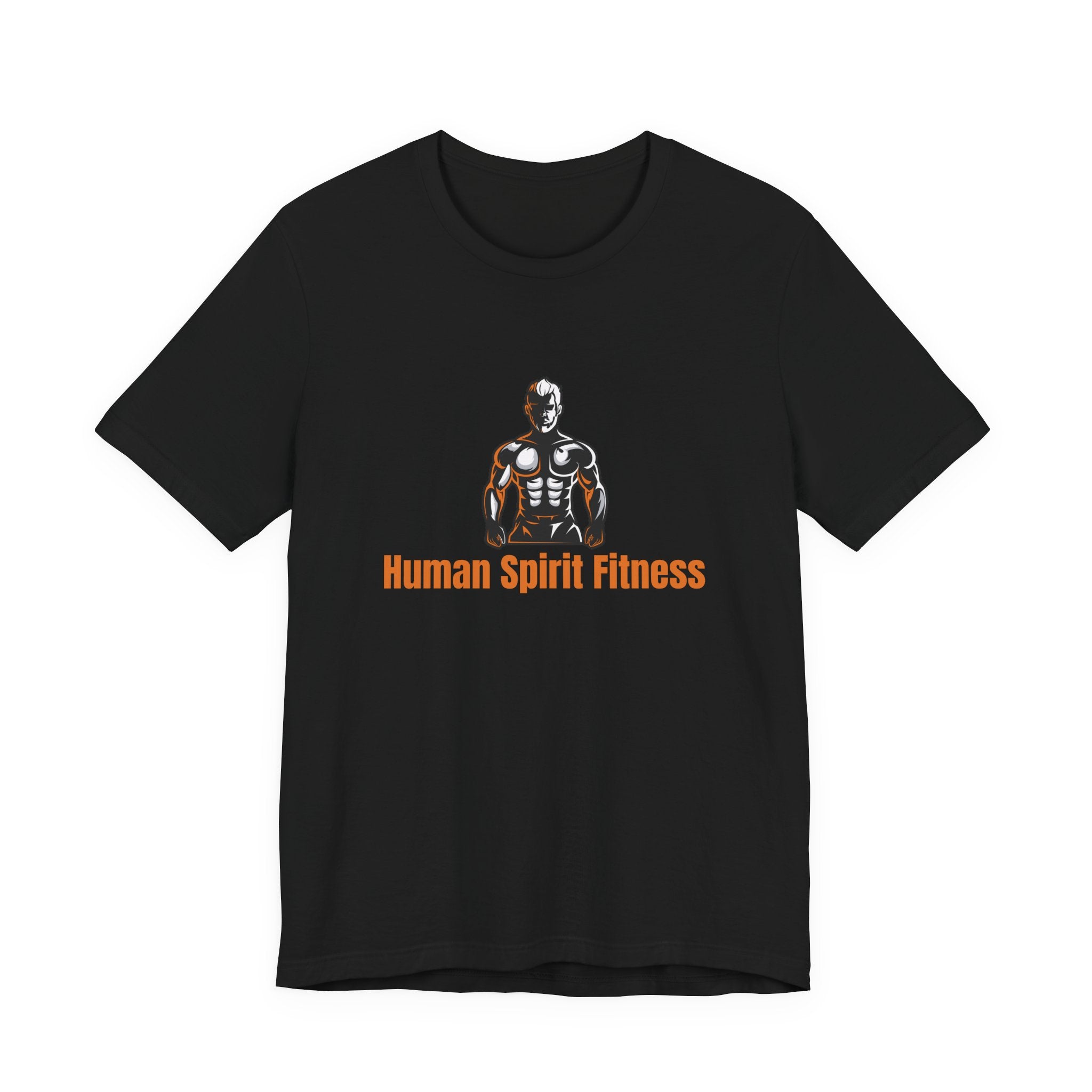 Fitness T-Shirt — "Human Spirit Fitness" with Muscular Figure & “Stronger Than Yesterday” Back Design