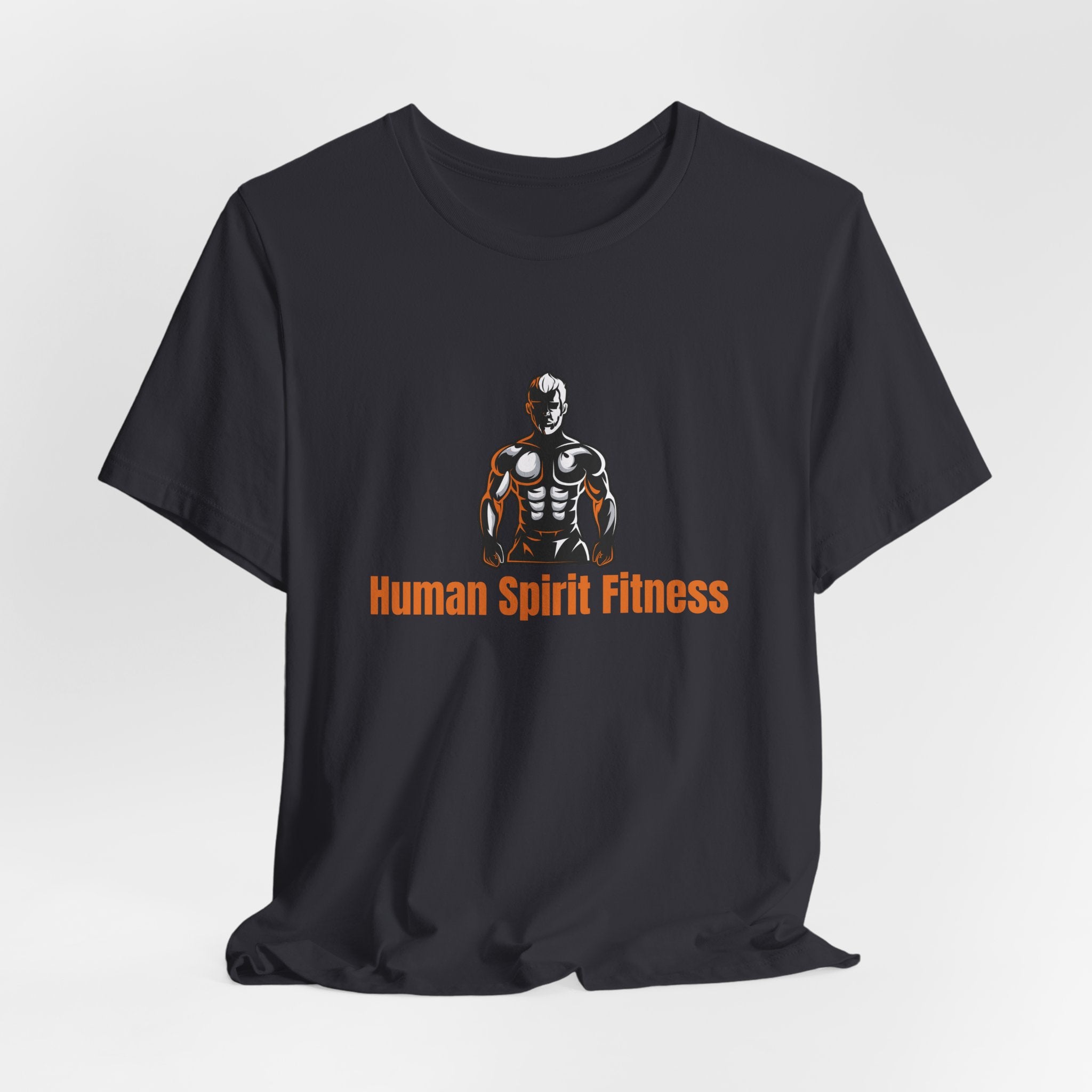Fitness T-Shirt — "Human Spirit Fitness" with Muscular Figure & “Stronger Than Yesterday” Back Design