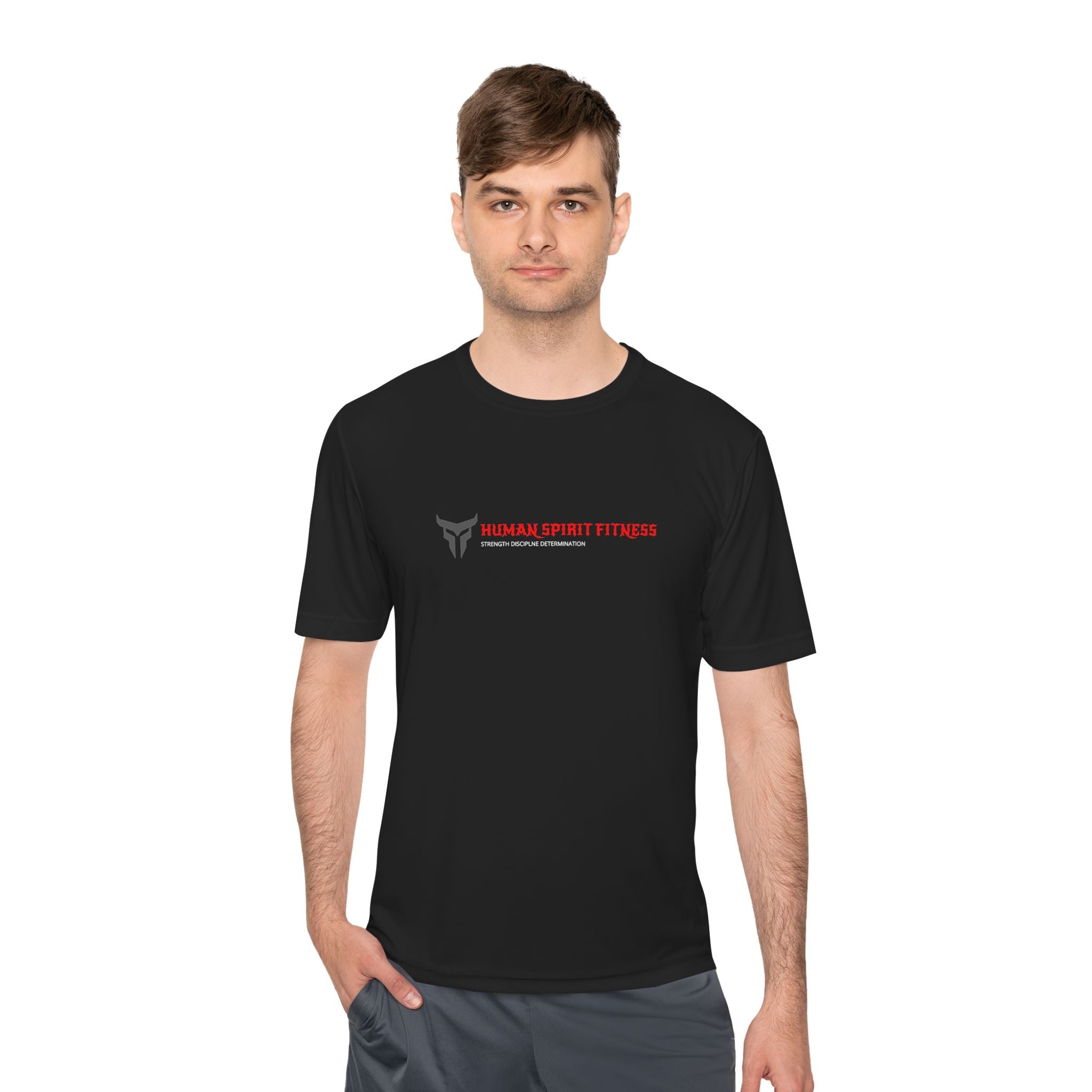 Human Spirit Fitness Moisture-Wicking Tee — "Raw Spirit Pure Power" Athletic Shirt
