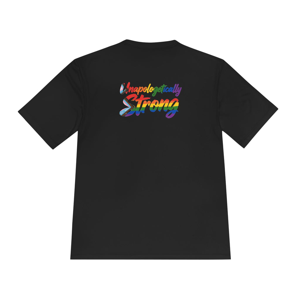 Unapologetically Strong Athletic Tee — Rainbow Pride Fitness Shirt